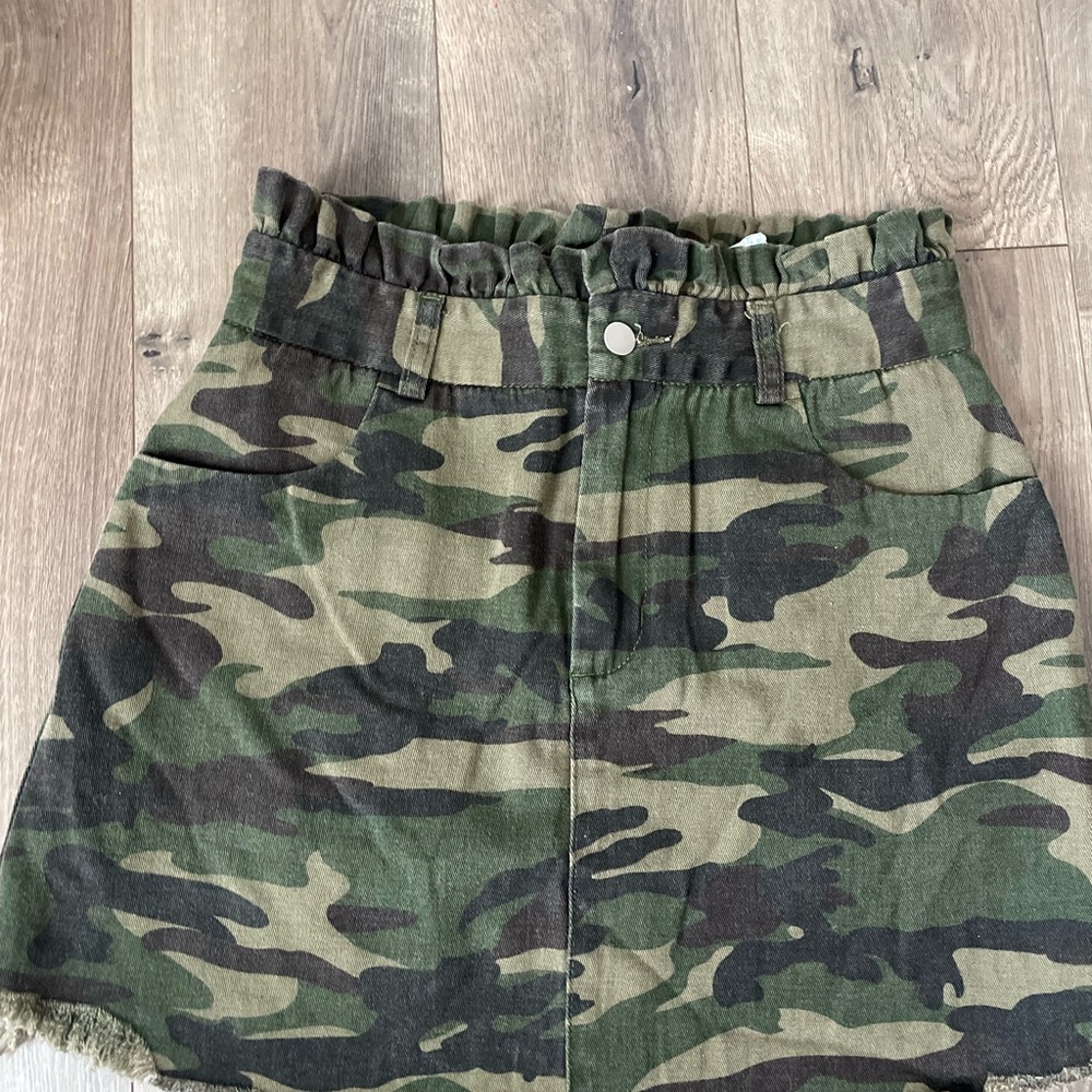 Hayden Green and Black Camouflage Mini Skirt